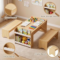 Ensemble table et banc modernes pour enfants, étagères, bureau d'activités en bois pour tout-petits, pour la maison, la salle de classe, garçons et filles (Nouveau) 37x22