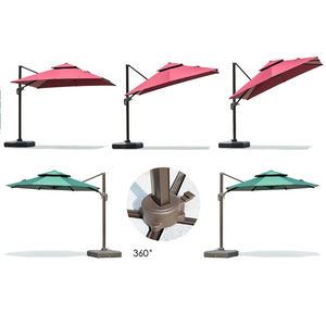 FEAMONT lüks 3x3m taraflı kutup konsol güneş şemsiye su geçirmez bahçe şemsiyesi açık restoran için led ile - Product Image 4