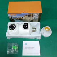 Caméra ampoule Wifi panoramique 360° à double objectif, audio bidirectionnel, détection de mouvement, caméra de sécurité domestique CCTV
