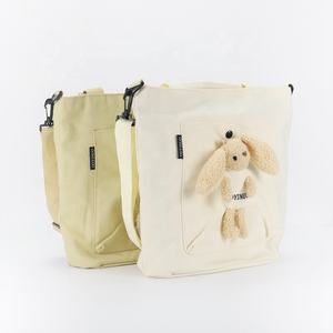 OEM/ODM 사용자 정의 인쇄 로고 메신저 핸드백 캔버스 면 식료품 핸드백 귀여운 곰 - Product Image 3