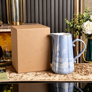 Light Blue Floral Ceramic Bowl <b>Set</b> With Gold Rim and <b>Gift</b> Box Elegant Porcelain Serving Bowls for Home Dining and Kitchen - Product Image 4