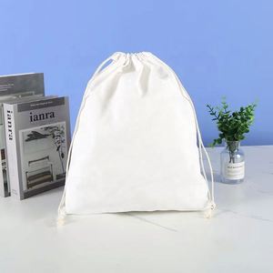 Factory Price Eco-Friendly Muslin Canvas Linen <b>Drawstring</b> <b>Bag</b> Plain Natural Color Custom Cotton <b>Drawstring</b> <b>Bags</b> With Logo - Product Image 4