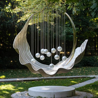 Sculpture contemporaine en acier inoxydable et en perles, grande statue en métal pour l'extérieur, pour place commerciale, jardin botanique