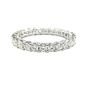 Drop Ship Fine Jewelry Luxurious 18k White Gold High Quality Full Round Diamond Jewellery Thin Half Way Band Ring for Lady - Product Image 1