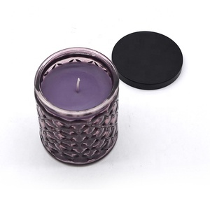 In rilievo di cristallo del diamante di taglio di vetro viola candela vaso di candela profumata - Product Image 3