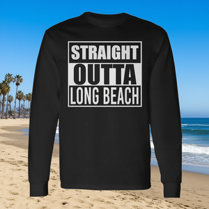 Straight Outta <b>Long</b> Beach <b>Long</b> Sleeve <b>T</b>-<b>Shirt</b> California State Design - Product Image 3