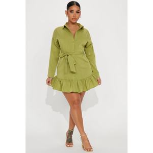 Robe chemise décontractée à ceinture assortie, nouvelle mode, style européen et américain, pour femmes, commerce extérieur - Product Image 3