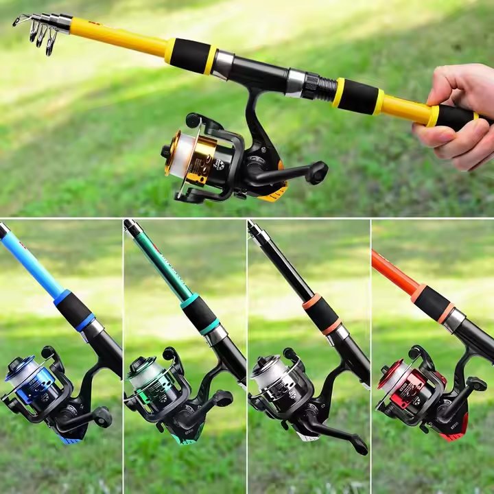 best telescopic fishing rod combos Reel Full Kit Portable Travel Spinning Pole Reel Lure Carry Bag This is a bold Reel Combo Best Collapsible Fishing