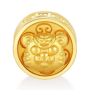 Plain Version 24k Solid Gold Classical Craftsmanship Sandblasted-brightened Tiger-shaped Rotatable <b>Beaded</b> <b>Bracelet</b> Customizable - Product Image 1