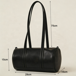 Custom Logo Luxury Genuine <strong>Leather</strong> Boston Duffel Bags Waterproof Large Cylinder Traveling <strong>Holdall</strong> Long Strap <strong>Black</strong> Travel Bag - Product Image 4