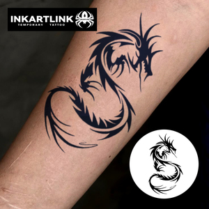 INKARTLINK <span class=keywords><strong>Tatouage</strong></span> semi-permanent personnalisé <span class=keywords><strong>Dragon</strong></span> Tribal, imperméable, longue durée (2 semaines), autocollant, encre Jagua - Product Image 2