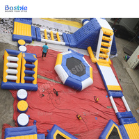 Parc aquatique gonflable personnalisé, parcours d'obstacles flottant sur l'eau avec toboggan trampoline pour divertissements aquatiques en plein air
