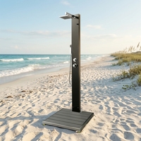 Colonne de douche extérieure autoportante en acier inoxydable 304, avec douchette pluie et douchette à main pour piscine, jardin, villa, plage