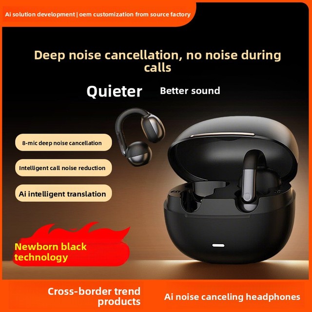 Cross-border New AI-powered Multilingual Real-time Translation for Ear Clip Wireless Headphones Ultra-long Battery Life