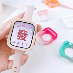 أحدث جراب من البولي يورثين الحراري المجوف الناعم الملون بالحلوى لساعة Iwatch بألوان مزدوجة من البولي يورثين الحراري غطاء لساعة Iwatch10 من البولي يورثين الحراري مع زر برتقالي - Product Image 6