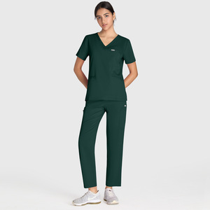 Uniforme de Trabajo para Enfermera y Doctora, Conjunto de Dos Piezas, Manga Corta Tejida, Elástica, de Secado Rápido, <span class=keywords><strong>Pantalones</strong></span> Largos de Pierna Recta, Traje Médico 42192 - Product Image 2