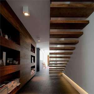 Premium Open Riser Design galleggiante scale in legno sostenibile pedane in legno pesante struttura in acciaio inossidabile per appartamenti - Product Image 3