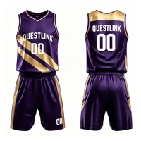 Maillot de basket personnalisé pour enfants QuestLink, livraison rapide, sublimation, polyester respirant, kit uniforme d'équipe, logo.