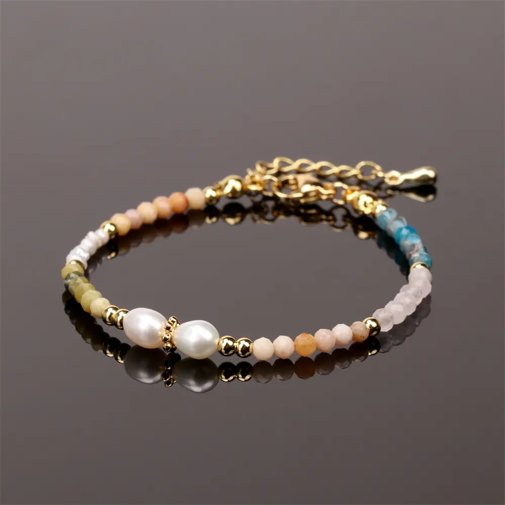 Bracelet en perles d'eau douce pour femmes, gemmes, chaîne en perles, bijoux à la mode, vente directe d'usine, vente en gros, nouvelle couleur,