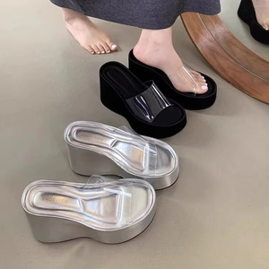 Pantuflas de Suela Gruesa y Suave para Mujer, Sandalias de Diseño Único <span class=keywords><strong>con</strong></span> Punta Abierta, Cómodas y Transpirables para Usar al Aire Libre - Product Image 1