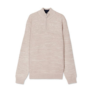 Pull à col trucker rayé gris foncé pour homme, sans effort, fermeture éclair, séchage rapide, respirant, offrant une superposition facile - Product Image 1