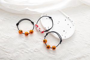 2025 Nueva gran oferta joyería pulsera hilo de cera trenzado Halloween calabaza cabeza calavera fantasma 16mm pulsera de cuentas de madera - Product Image 2