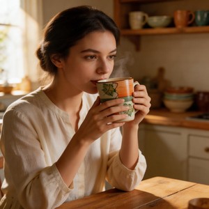 Tasses à café en céramique HARVIT de 12 oz en forme de V, émaillées et peintes à la main, vaisselle en porcelaine colorée pour thé/lait/eau – Grande Vente - Product Image 6