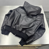 2025 Vente en gros OEM Veste bomber en cuir noir brillant personnalisée, coupe ample, style survêtement de pilote
