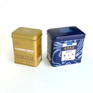 Good quality custom printed Rectangular tin box with hinge shape for packing coffee chocolate candy cookies