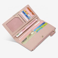Portefeuilles longs et minces en cuir PU pour femmes, pochette de grande capacité, minimaliste et mignon