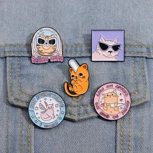 Dessin animé félin mignon lunettes de soleil émail broches créatif belle Animal chat métal broches vêtements chemise revers Badges bijoux de mode