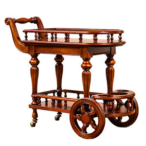 รถเข็นไม้แท้สำหรับรับประทานอาหารสไตล์อเมริกันหรูหรารถเข็นใส่ชาและเครื่องดื่มขนาดเล็กแบบถือได้ที่จับแก้วไวน์เฟอร์นิเจอร์บ้านทันสมัยปรับได้ - Product Image 5