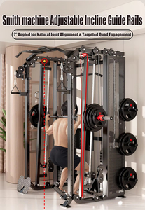 Máquina Smith Multifuncional Ajustable en 7 Grados para Gimnasio en Casa con Prensa de Piernas, <span class=keywords><strong>Curl</strong></span> de Piernas, Polea Lateral y Rack para 88 Ejercicios - Product Image 3
