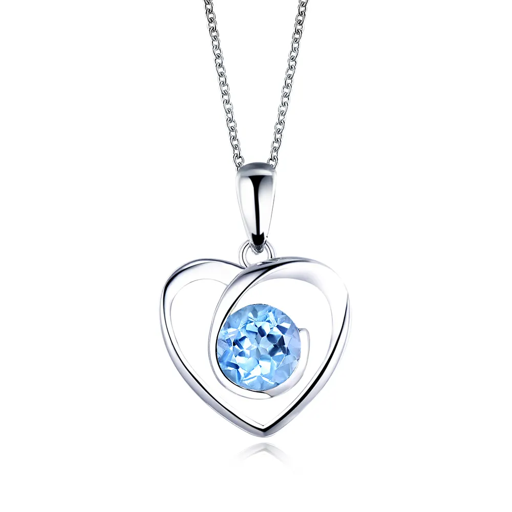Tonglin 925 Sterling Silver Gemstone Jewelry Pendant High Quality Cubic Zirconia Color Stones Heart Shape Simple Luxury Pendant