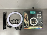 RL-18T Anneau lumineux LED RGB pliable de 46 cm avec trépied photographique de 2,1 m pour selfie et équipement d'éclairage photo