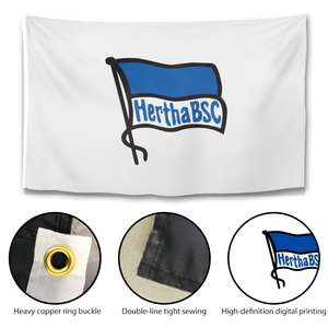 Bandera del Club de Fútbol Hertha BSC Berlín, Estandarte Blanco con Logotipo para Aficionados de la Bundesliga - Product Image 3