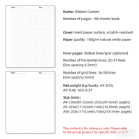 Carnet à spirale A4 américain grand format, motif dentelle de jardin, esthétique pastel mignonne, 100 feuilles, papier d'impression numérique, papeterie cadeau