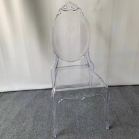 Chaise transparente en acrylique cristal ins photo, chaise de maquillage en acrylique pour banquet de mariage en plein air