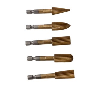 5pc High Speed Steel Rotary Woodworking Files 6.35mm Hex Shank Taper Shape For Carpentry - Product Image 3