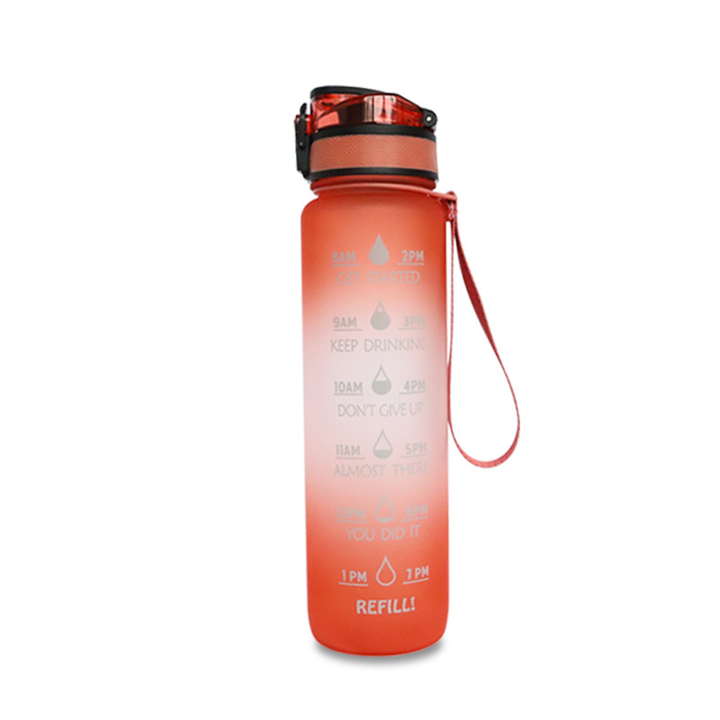 1L Portable Réutilisable En Plastique Grand Marqueur Temporel Étanche Givré Tritan Motivation Bouteille D'eau Pour Le Gymnase