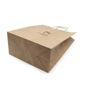 Sacs en papier kraft avec poignée, personnalisés avec un logo, pour la restauration à emporter, la restauration rapide, les plats à emporter - Product Image 2