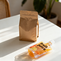 Emballage debout personnalisé avec couvercle anti-fuite en matériau composite, bec verseur, qualité alimentaire, remplissage à chaud, purée de fruits, jus, gelée, boisson