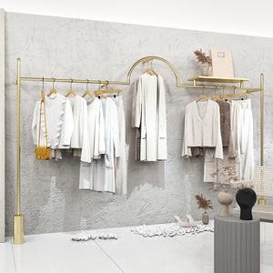 Abbigliamento in acciaio inox Display a parete Rack appendiabiti a parete in oro a parete cremagliera abbigliamento per negozio di vestiti - Product Image 2