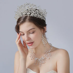 Jachon düğün gelin balo kristal Rhinestone kolye küpe Tiaras taç takı setleri gelin gelinlik - Product Image 2