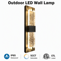 Applique murale LED en verre cristal à bulles, bande longue, luxe, certifiée ETL, étanche IP65, 3000K, en aluminium, pour extérieur, jardin, cour