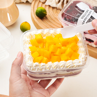 Boîte d'emballage en plastique PET transparente de qualité alimentaire pour mousse au chocolat, tiramisu, gâteau, avec cuillère