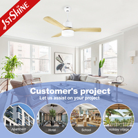 1stshine Ventilateur de plafond Produit de vente Moteur Bldc 48 pouces Télécommande Ventilateur de plafond en bois nordique avec lumière