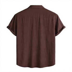 เสื้อเชิ้ตแขนสั้นสีน้ำตาลช็อกโกแลตสำหรับผู้ชาย ปกคอปกติดกระดุม น้ำหนักเบา เหมาะสำหรับฤดูใบไม้ผลิ เป็นมิตรกับสิ่งแวดล้อม แห้งเร็ว - Product Image 3