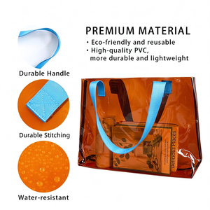 Bolsa de Mano Transparente Grande de PVC con Cierre de Cremallera, Cadenas Holográficas para Mujeres y Niñas, Resistente al Agua y a las Manchas, para Uso en Exteriores - Product Image 2