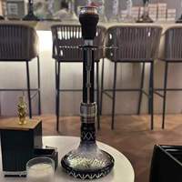 Ensemble de chicha carrée en acier inoxydable de qualité supérieure, durable et givrée, avec un seul tuyau souple, coffret cadeau - Chicha Narguilé Arabe Russe pour l'exportation
